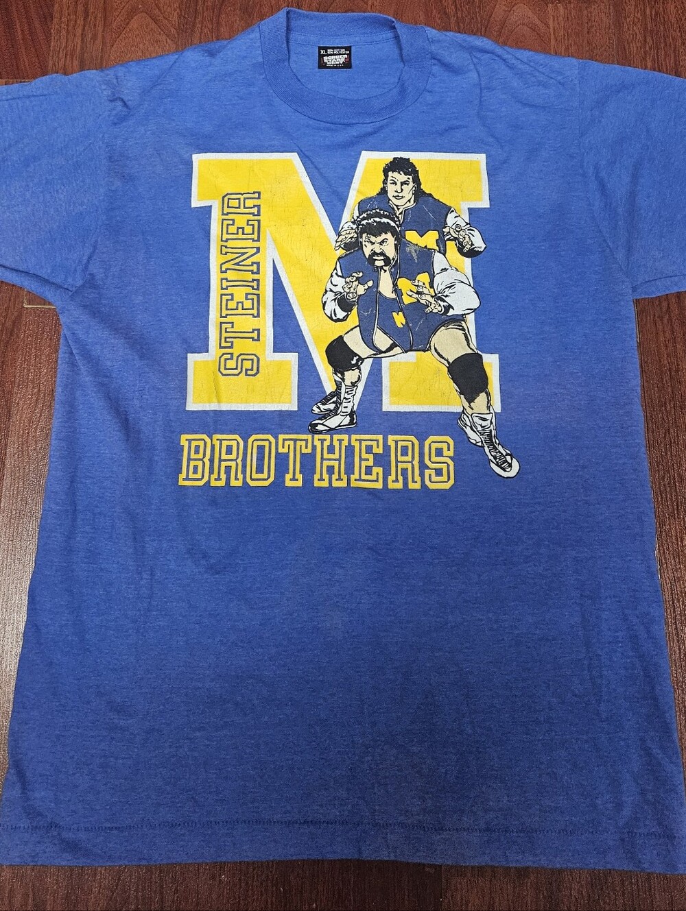 Screen Stars Blue Steiner Brothers Graphic Tee with Yellow Print Size XL